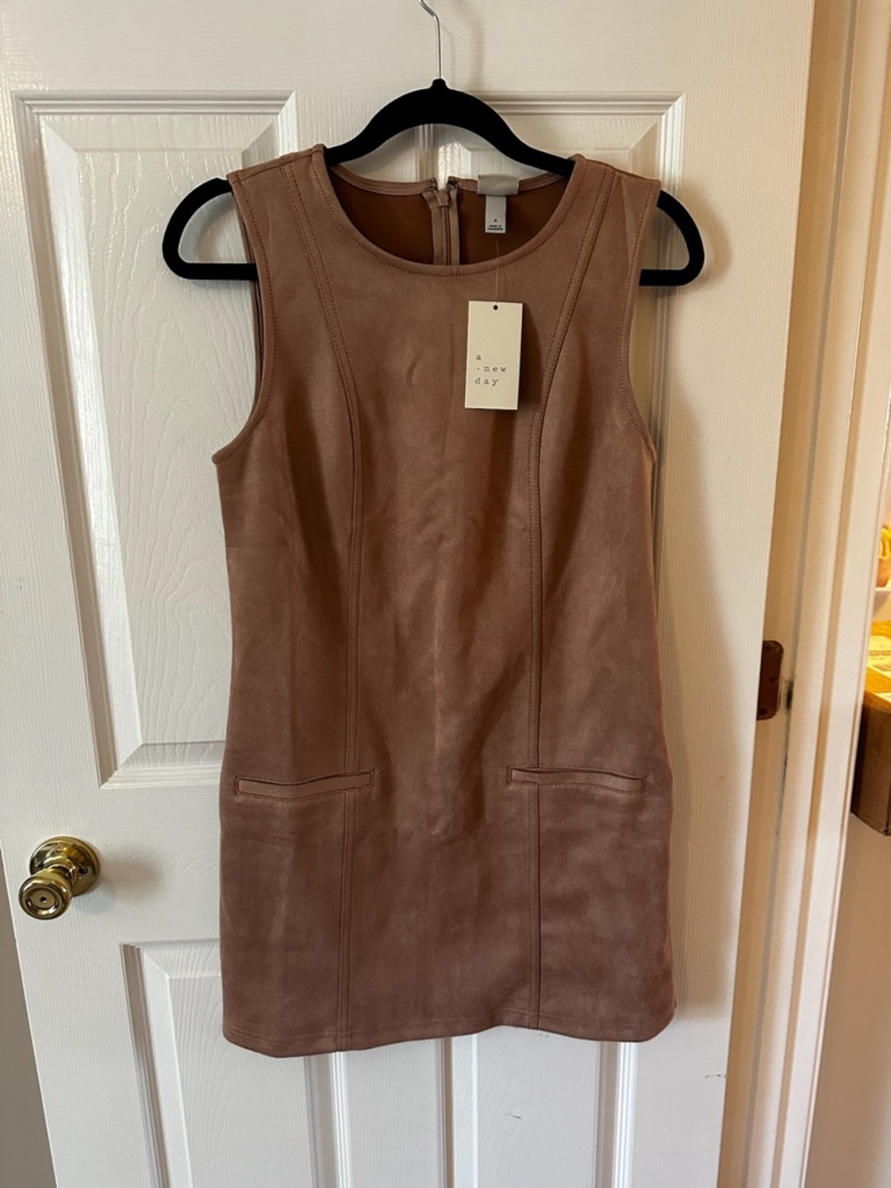 a new day Sleeveless Suede Mini Dress in Dusty Taupe